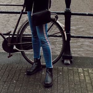 Zara Z1975 Denim Side Stripe Skinny Jeans